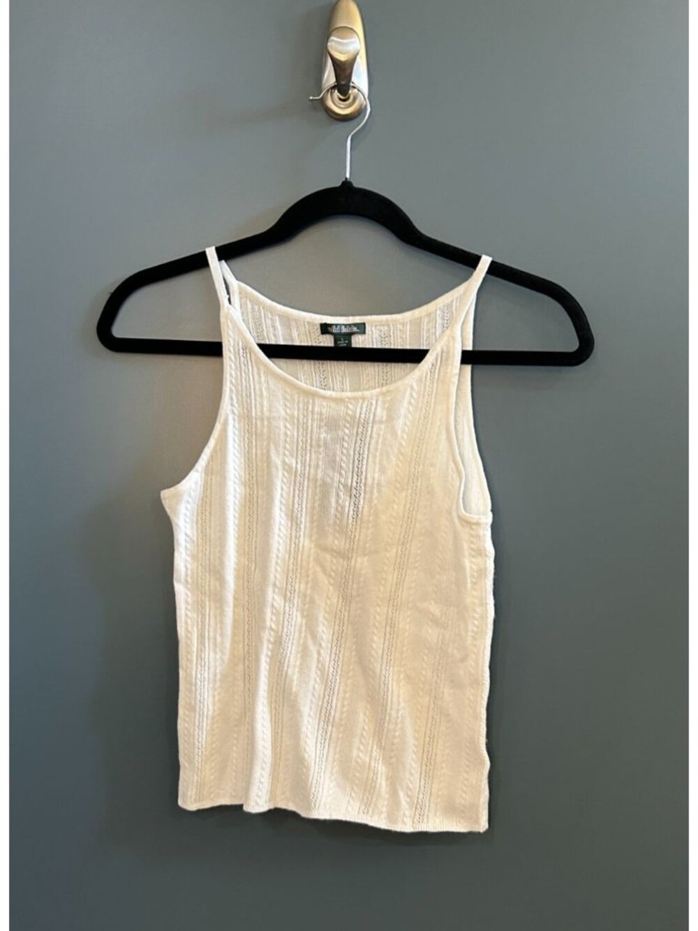 NWT Women's Highneck Sweater Tank - Wild Fable Off-White L: Slim Fit, Cable Knit